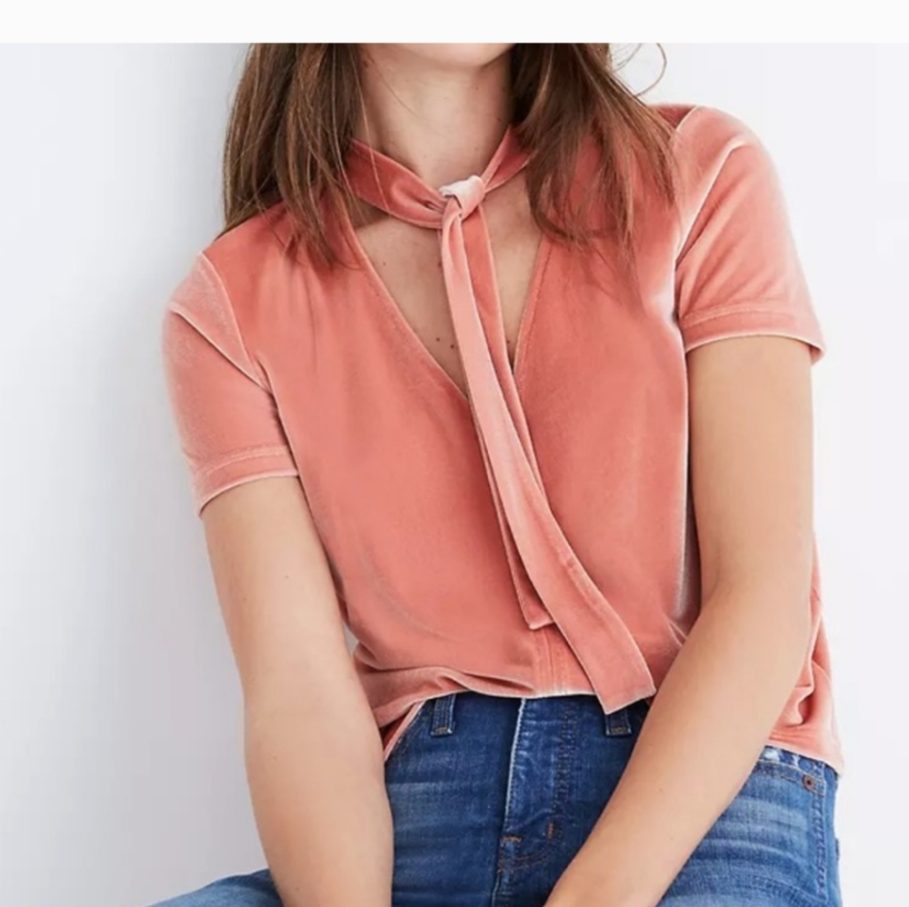 Madewell Velvet Tie Top Peach Sz.S